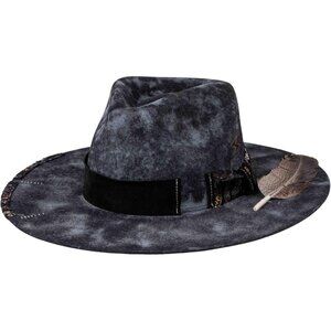 Unisex Retro Black Western With Feather & Band Detail Classic Fedora Cowboy Hat